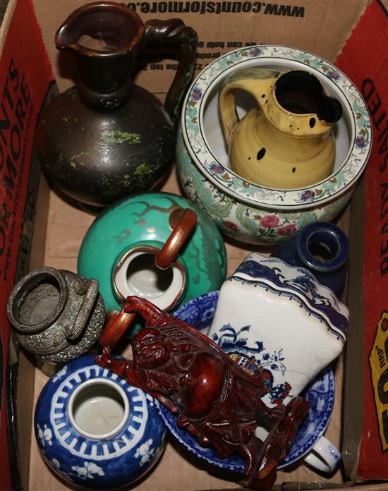 Mixed ceramics, glass watch box etc